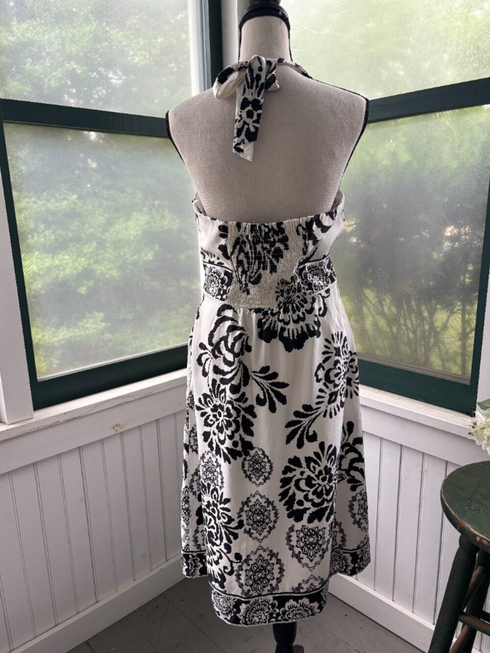 White House Black Market Damask Silk Halter Midi Dress Size 6 Like New - Picture 4 of 6